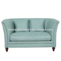 French style furniture solid wood uphostery fabric two seater chesterfield sofa